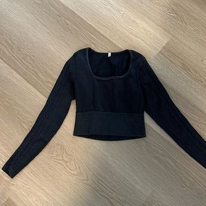 Offline by aerie black ribbed long sleeve, women’s small